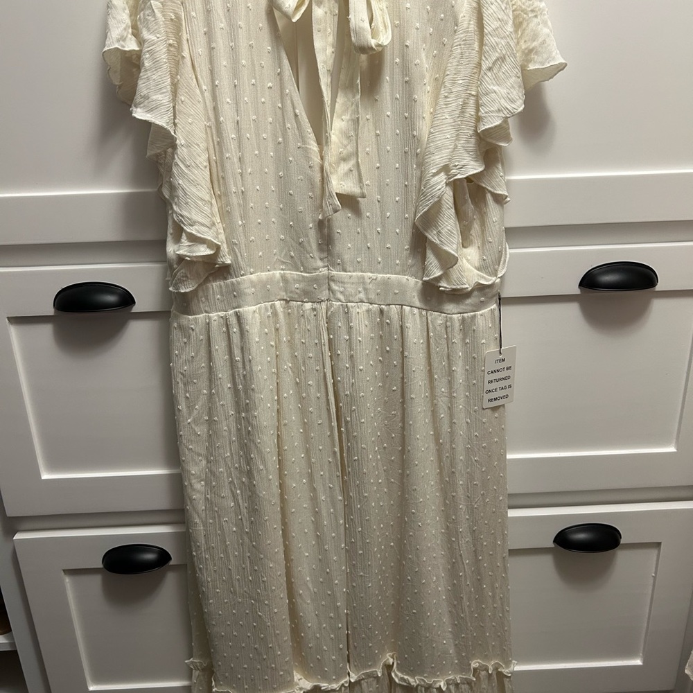 Joyfolie Cream Maxi Dress with Floral Accents - Picture 5 of 8